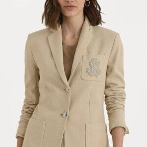 NWOT Lauren Ralph Lauren Petite Bullion Jacquard Blazer, Petite Sm (PS) Sand/Tan